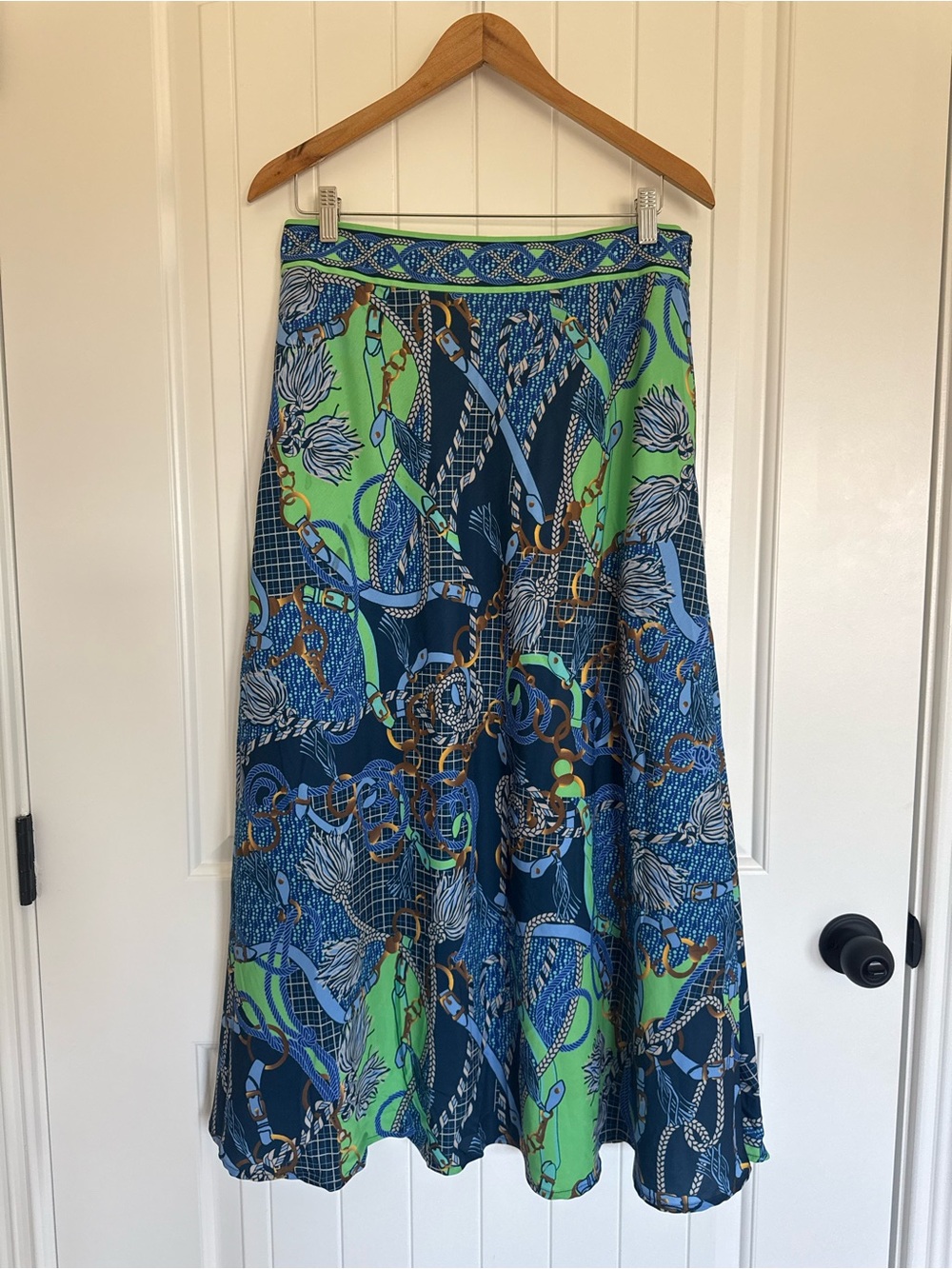 Gretchen Scott The Twirl Skirt Ditto Blues Nautical Rope Chain Print Maxi Medium - Picture 2 of 7